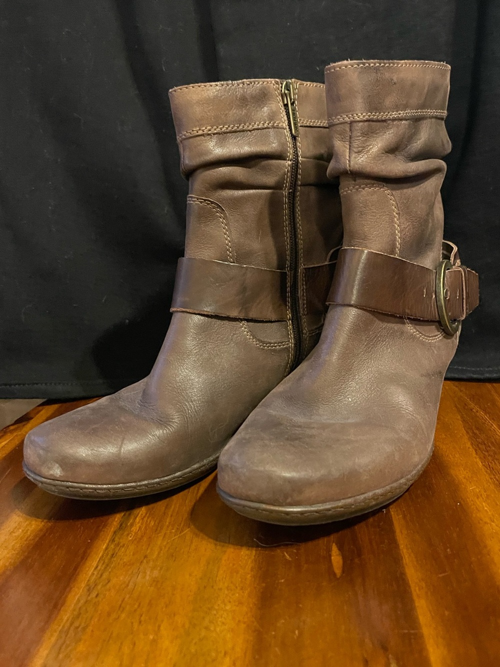 Pikolinos Brown Leather Slouch Buckle Ankle Boots 39 US 8.5 9